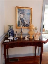 Hepplewhite Style Mahogany Hall Table and Assorted Decorative
