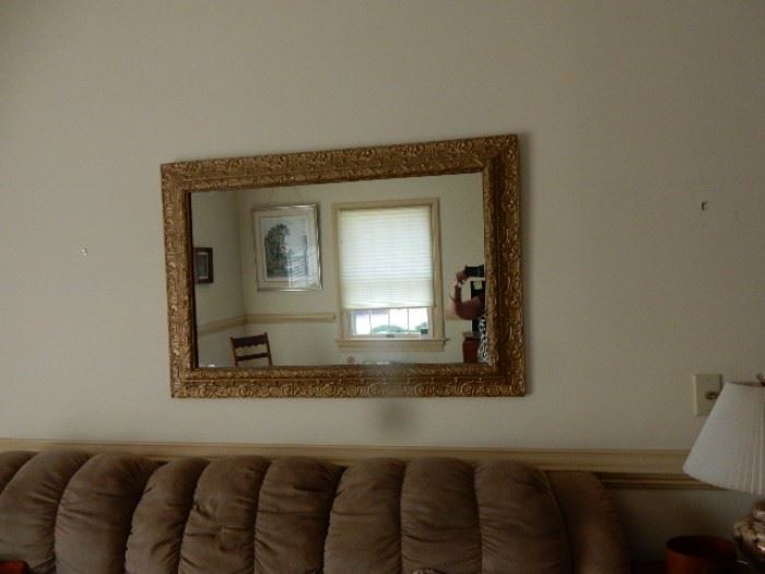 Framed Mirror With Gold Frame