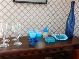 Assorted Blue Glassware