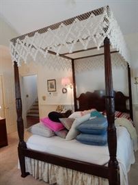 Reproduction Mahogany Charleston Rice Bed by Baker Furniture