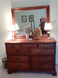 Pennsylvania House Chippendale Style Cherry Dresser & Mirror 