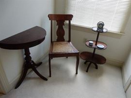 Game Table, Splat Back Chair & Mahogany Stand With 3 Graduated Shelves
