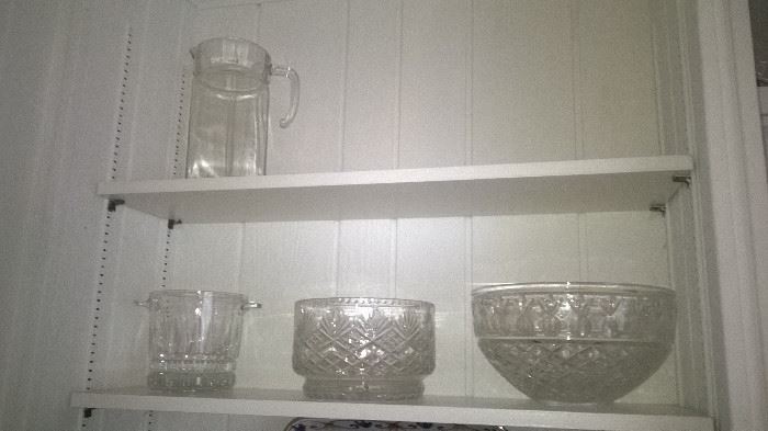 Lead Crystal Ice Bucket & serving Bowls & pitcher