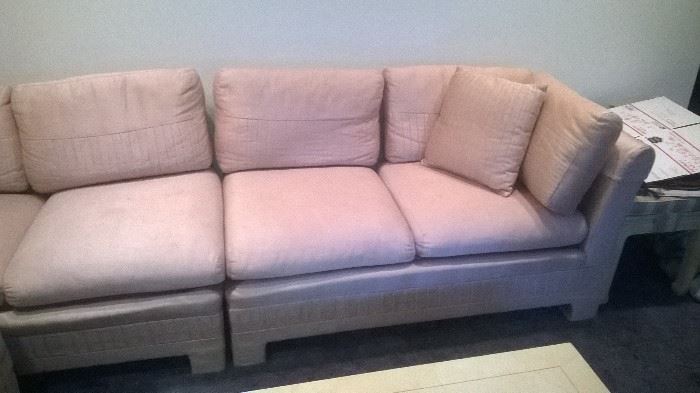 Salmon color sofa sectional oriental flare