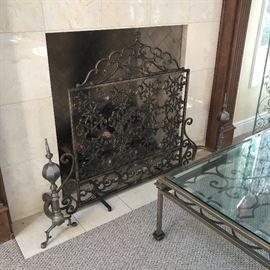 Fireplace screen SOLD  and andirons still available