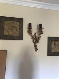 Wall art in relief, gilt candle sconce french