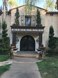 Massive Rancho Santa Fe Estate, Pots, Lions, Topiaries in pots