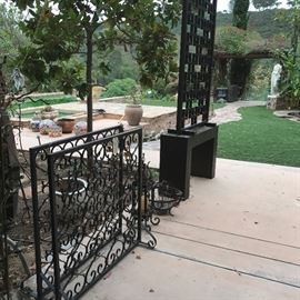Wrought iron fireplace grates - Japanese black screen on table is sold.