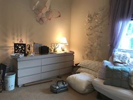 Dresser and Futon couch - ther are 2 matching bedside tables