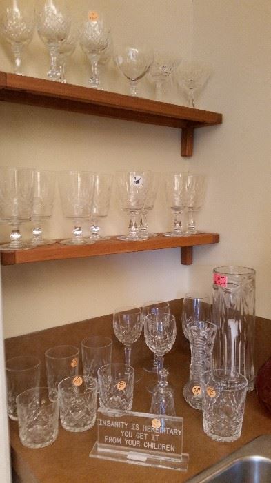 Other misc Waterford, cut crystal glasses and other items.
