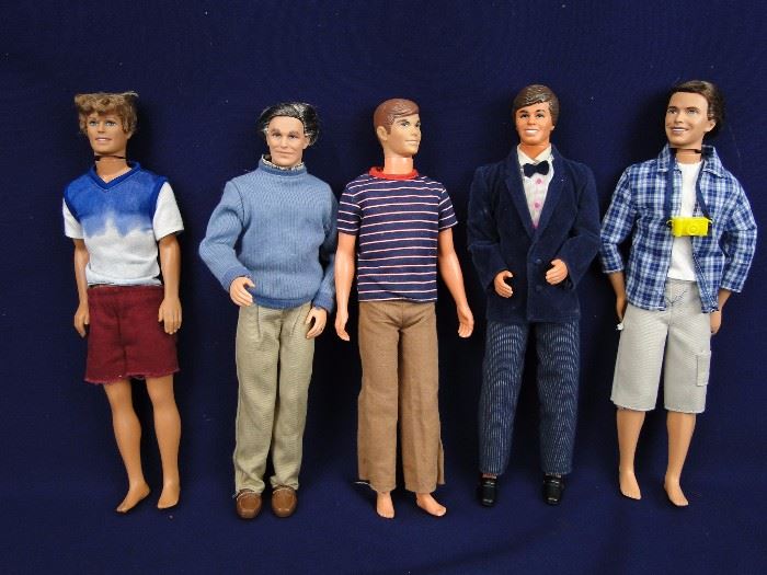 Five Ken Type Dolls-All by Mattel