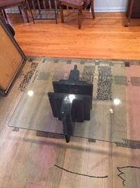 36" square beveled glass table. Stand is 2 pieces of marble very heavy and will need 2 men to move. ASKING $70