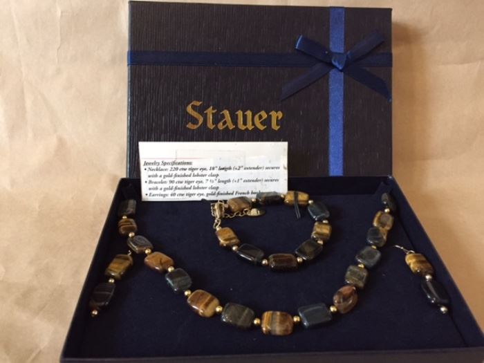 STAUER jewelry set tiger eyes $20. Please ask Kathy for details. Item is not at this sale