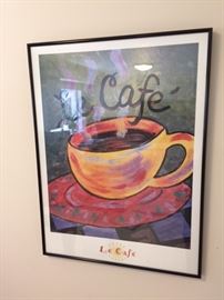 Framed print of Le Cafe, morning coffee $10