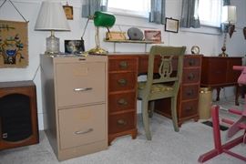 desk , file cabinet, chair