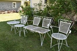 white metal patio set