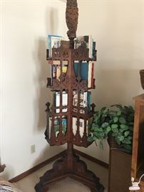 Very unique handcrafted for the owners as a wedding gift in 1920 b a German Cabinet maker ! Awesome Bookstand!  86.5 tall x 34 across 
