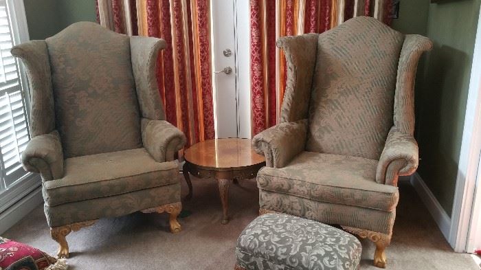 2 Large Arm Chairs, Ottoman (separate)     