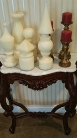Ornate Table with white swirled marble top