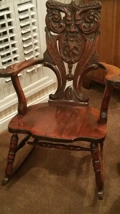 Antique Carved NorthWind Rocking Chair.  Probably early 1900's, made in NY (company label is almost worn off), great condition.  