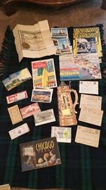 Random paper memorabilia Chicago State Fair 1933& 34, masonic paperwork, war ration cards, etc
