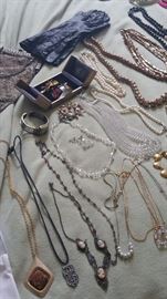 antique to new jewelry, long white gloves