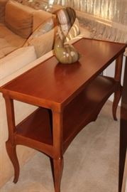 Small Wood Console Table and Contemporary Small Sculpture