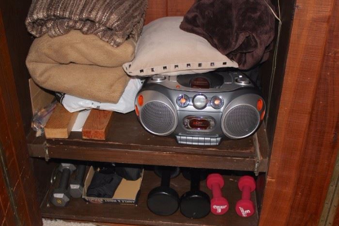 Hand Weights, Boom Box and other Household Items