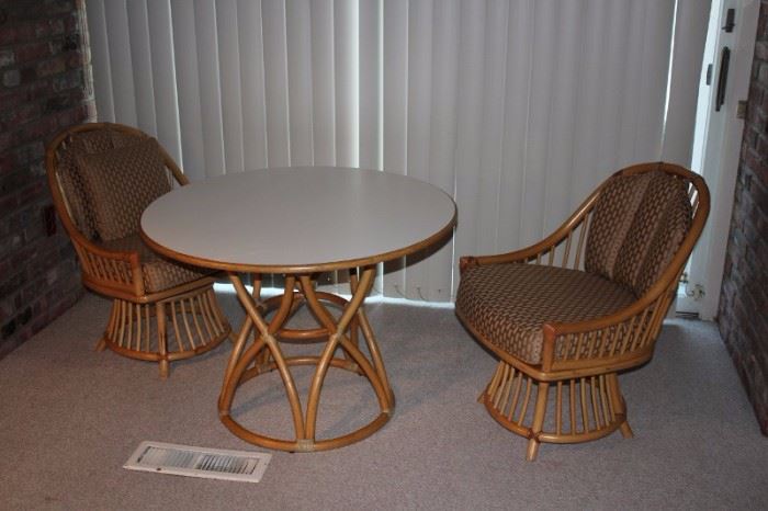 Bamboo Round Table and 2 Chairs