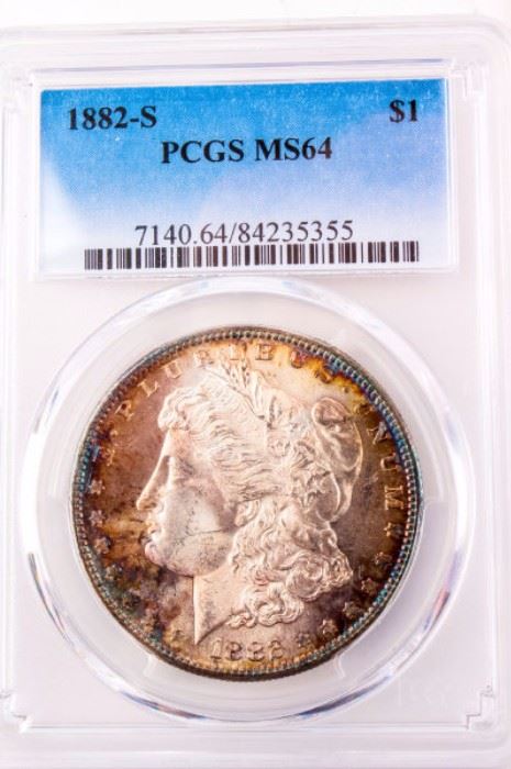 Lot 264 - Coin 1882-S Morgan Silver Dollar PCGS MS64