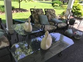 Patio Chairs & Glass Top Tables, Swans