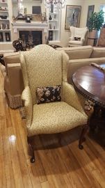 pair of matching wing back chairs