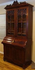 Tall 19th century flame mahogany bookcase/desk..REMOVED!
