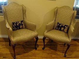 Matching pair of wing chairs