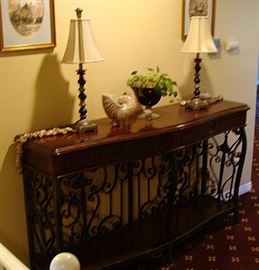 Hekman Iron and wood entry table