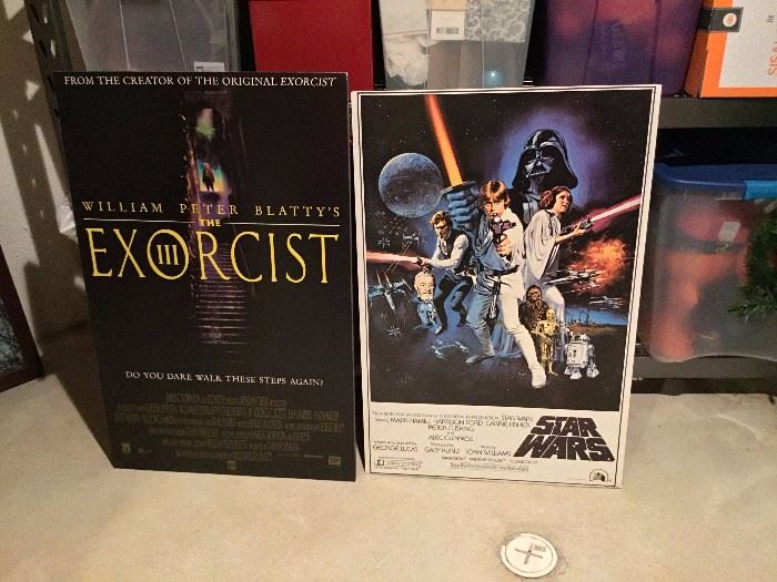 Exorcist and Star Wars movie posters mounted on thick stock