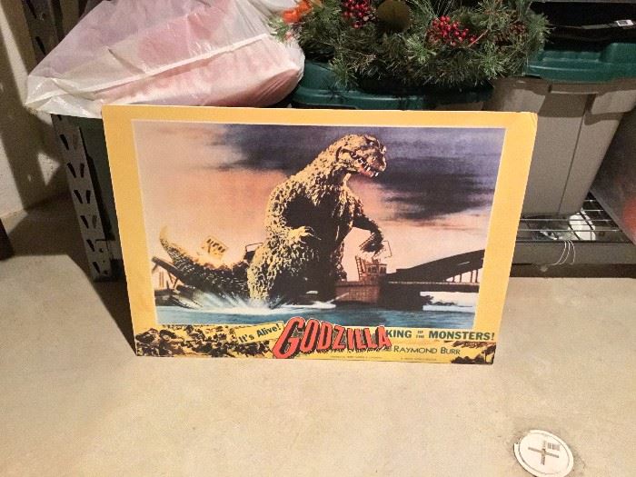 Godzilla movie theater poster mounted on thick stock