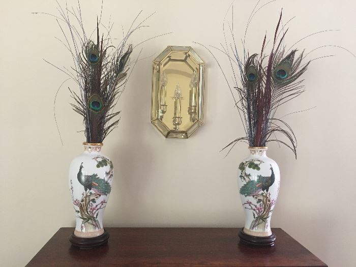 Beautiful Peacock Porcelain Vases purchased in Taipei