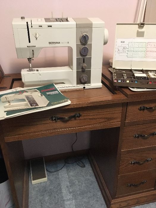Bernina 930 Record electric sewing machine. Includes carrying case, manual, attachments, thread, & original receipt.