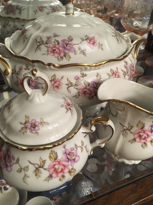 AntiqueEdelstein 'Maria-Theresia' fine china 12 place setting full set with serving dishes. No chips or cracks. Storage cases included. 