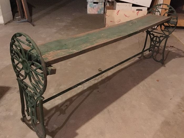 Vintage wooden & metal bench