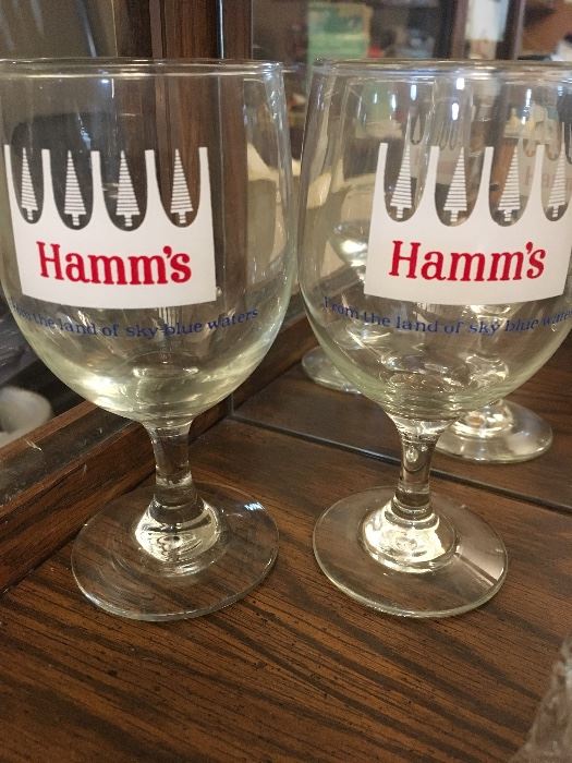Hamm's beer water/wine glasses