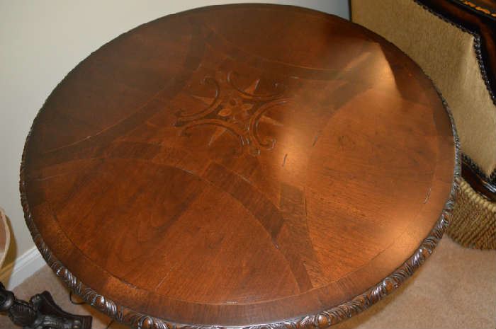 Inlaid Wood Round Table Top