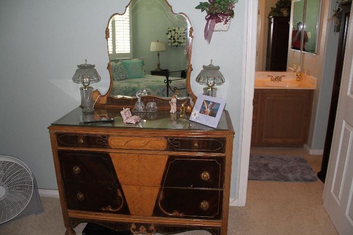 Antique Dresser with Mirror matches headboard