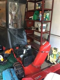 Troy-bilt, 8hp Snow Blower with Heated handles and canopy-even chains on the tires.  24" cut