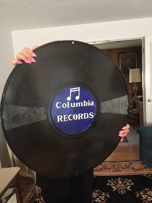 Vintage Columbia Records Porcelain Display Sign 24"