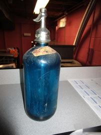 old blue seltzer bottle