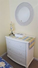 White wicker chest of drawers   $75-  SOLD,  Mirror available