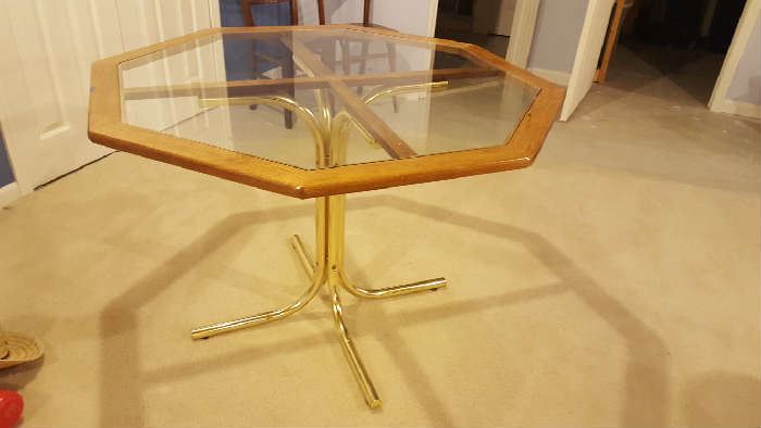 $35  Glass top table with metal base