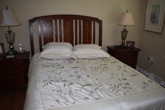 Queen Size bed, Mission style inlaid design SOLD ON LINE before the one day sale this weekend.